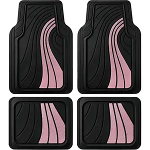 Rubber   Floor Mat - All-Weather Heavy Duty, Non-Slip, Trim-to-Fit, Universal Fit for , , SUVs - Pink