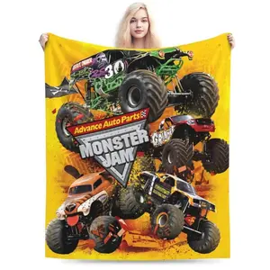 Monster Truck Jam Ultra-Soft Micro  Blanket Cozy Blanket Thick Warm Plush Throw Blanket Sofa Cushion, Warm Flannel Blanket For Living Room Bedroom  Christmas gift Dream Weave Home