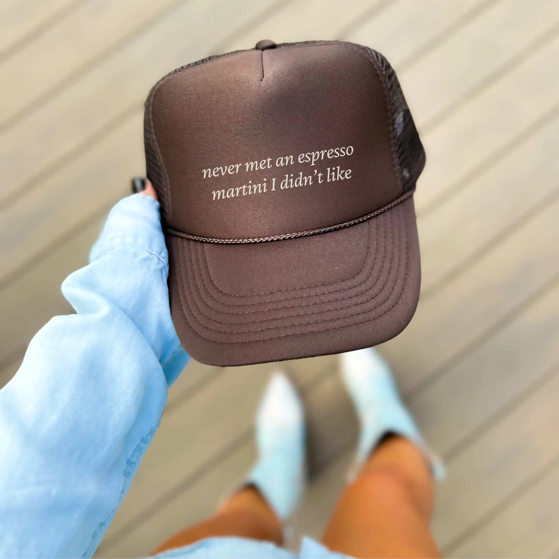 never met an espresso martini i didn't like Foam Front Trucker Cap/Mid Profile Foam Front Trucker Cap