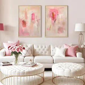 Tocliky Abstract Wall Art Neutral Modern Canvas Painting Decor Pink Beige Minimalist Wall Art Contemporary Abstract Poster Artwork for Living Room Bedroom 12x16 Inch Unframed Set of 2