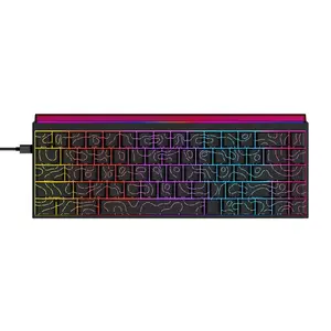 AJAZZ NK68 wired gaming mechanical keyboard, Mechanical Backlit Keyboard, with red switch compact office keyboard 68 key side light strip DIY plug and play support for multiple systems suitable for gaming and office
