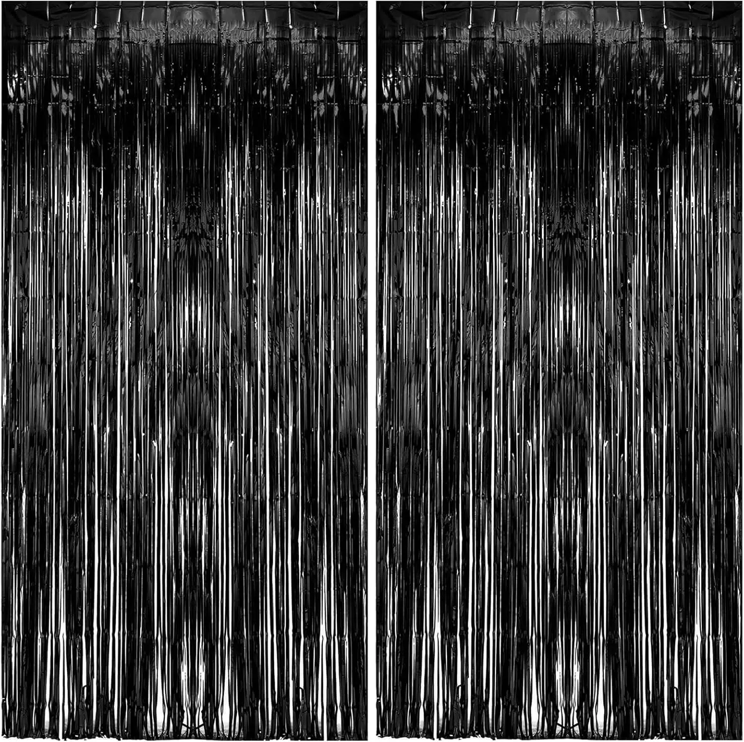 2-Pack Reusable Shine Metallic Foil Fringe Curtain Backdrops & Banners, Sparkle Decor Photo Booth Props for Birthday, Wedding Party (Home & Festive Supplies)