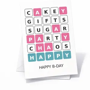Wordle Inspired Birthday Card Puzzle Game Lover Greeting A7 5x7,happy birthday card for her for girlfriend for mom for wife,Perfect birthday gift Funny Anniversary Men Rude