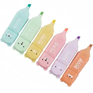 Cute Bear Design Highlighter Pen, 6 Counts/set Mini Colorful Highlighter Pen, Writing Pen for Students, School, Office, Home