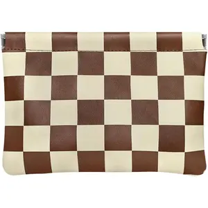 Brown Checkered PU Leather Makeup Pouch Set for Women Cute Check  Small Make Up Bag for Purse  Initial Plaid Makeup  Bags Pouches for Purse Travel Toiletry Bag