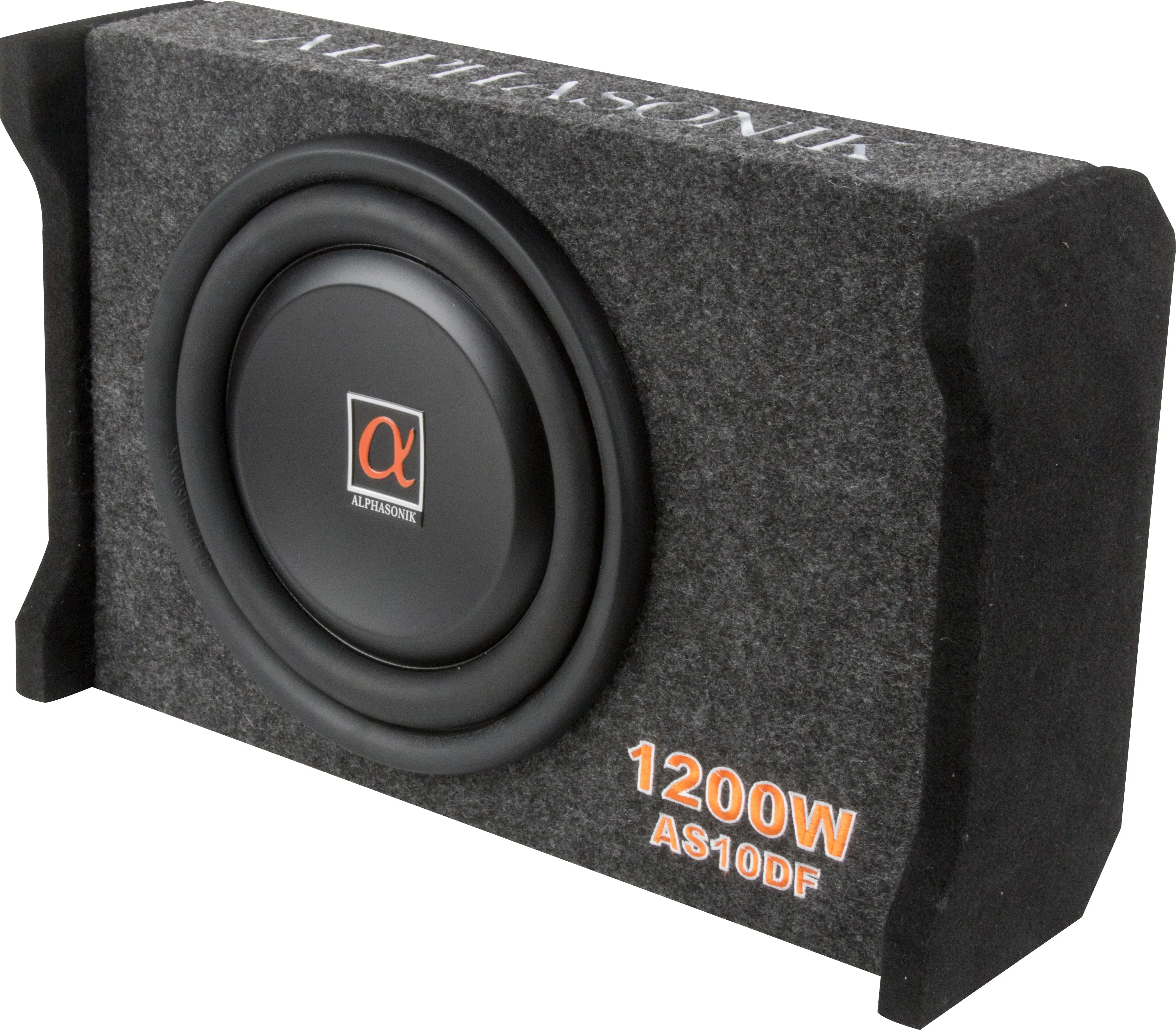 Alphasonik AS10DF 10" 1200 Watts 4-Ohm Down Fire Shallow Mount Flat Enclosed Sub woofer for Tight Spaces in Cars and Trucks, Slim Thin Loaded Subwoofer Air Tight Sealed Bass Enclosure