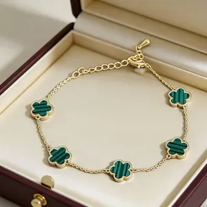 Five Leaf Clover Flower Bracelet for Women Minimalist Fashion Adjustable Chain Jewelry