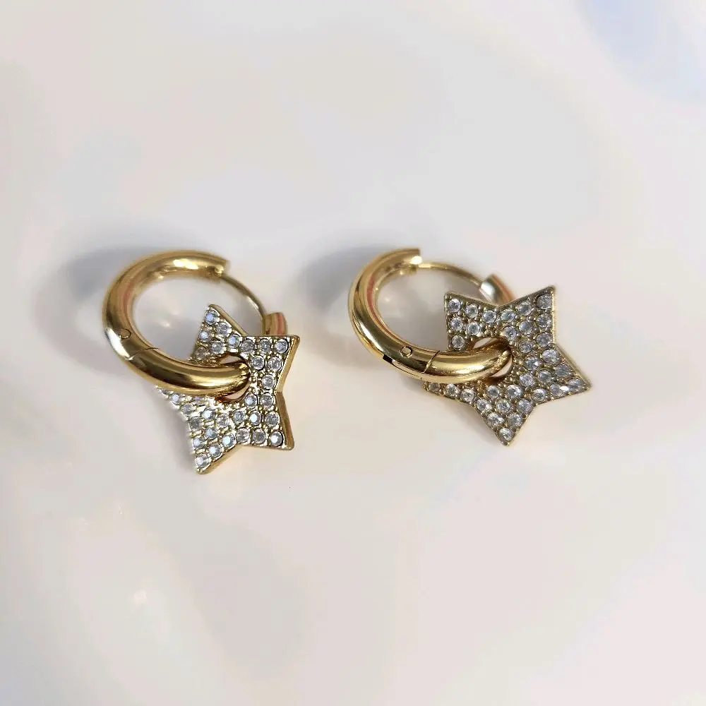 star pave charm earrings star pave charm earrings