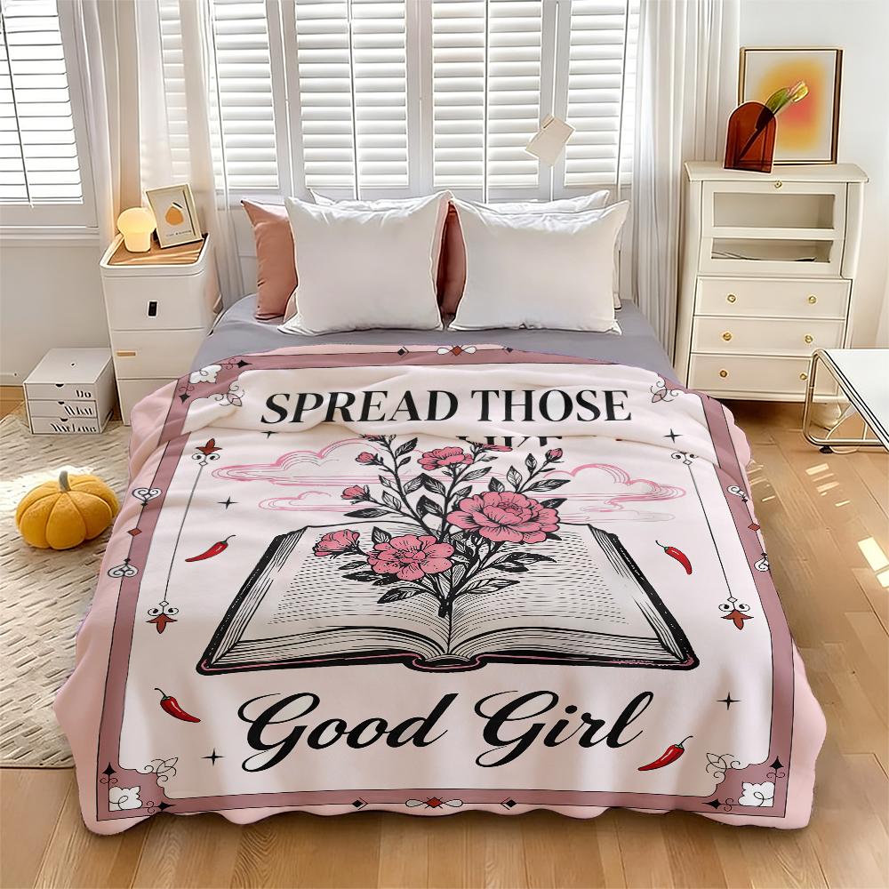 Booktok Girl’s Dream Blanket – For Readers Who Love Their Books Spicy Perfect Gift for Spicy Book Lovers – "Good Girl" Book Blanket for Birthdays & Book Club Bold Design to Elevate Your Reading Space Suitable for all four seasons