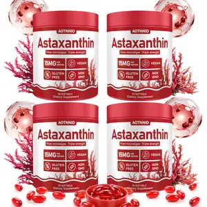 Astaxanthin 15mg Supplement, Natural Microalgae Source, Vegan Non-GMO Gluten Free, Supports Skin Glow & Eye Care, 90 Count Softgels