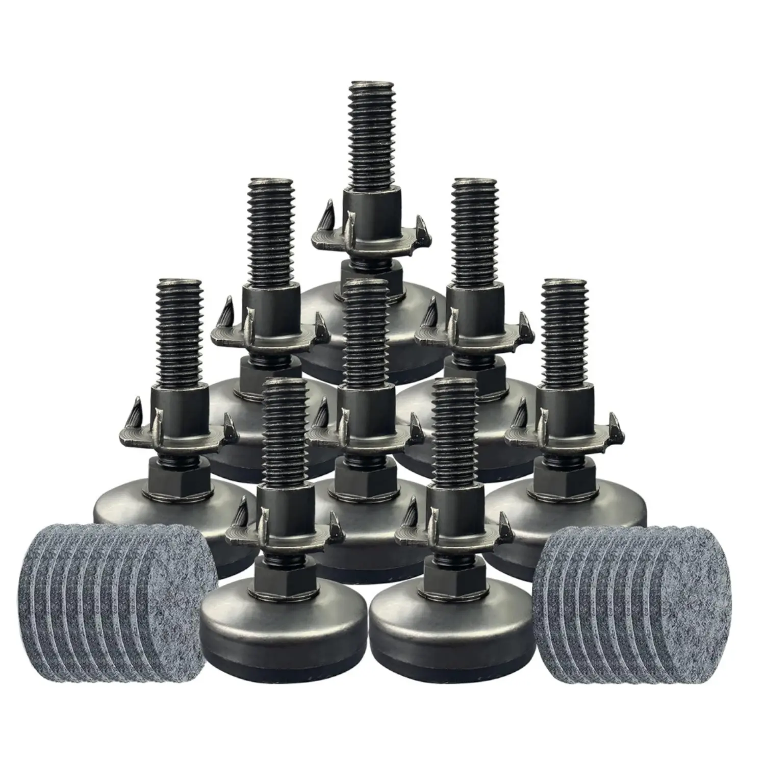 8Pcs Adjustable Leveling Feet Furniture Levelers Table Feet Heavy Duty Leg Levelers for Cabinets Sofa Tables Chairs(Support 1320LBs, T-Nut Kit 3/8-16 Thread, Large Base,Black) - Home Improvement.
