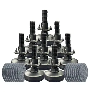 8Pcs Adjustable Leveling Feet Furniture Levelers Table Feet Heavy Duty Leg Levelers for Cabinets Sofa Tables Chairs(Support 1320LBs, T-Nut Kit 3/8-16 Thread, Large Base,Black) - Home Improvement.