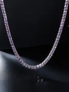 1 ICED CHICS 4mm purple single-row zircon necklace, hip-hop style accessory, street style, suitable for both men and women, couple style, shining and highlighting temperament, Trendy Jewelry, Cubic Zirconia Necklaces, Iced Out Chains
