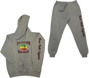 Boss Faith Legend Sweatsuit Set, Gray Hoodie and Joggers, Rasta Design