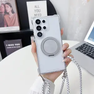 Magnetic Phone Case with Chain, 360 Degree Rotatable Phone Protective Cover, Phone Accessories Compatible with Samsung A13 A32 A52 A56, Casing