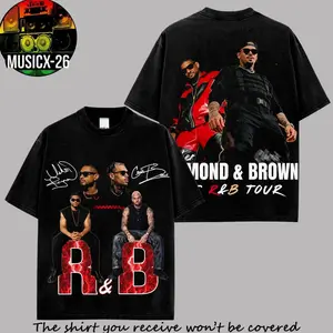 [X-26] Mens 100% Cotton Classic Round Neck Shortleeve R&B Tour 2026 Raymond & Brown Graphic T-Shirt, Soft Lightweight Menswear Urban Retro Streetwear, All-Season Top, Concert Merch, Gift for R&B Fans