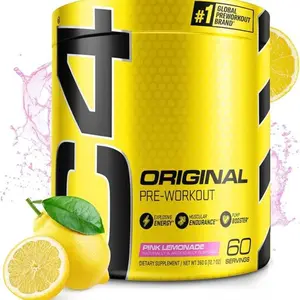 Cellucor C4 Original Pre Workout Powder Pink Lemonade Vitamin C for Immune Support Sugar Free Preworkout Energy for Men & Women 150mg Caffeine + Beta Alanine + Creatine 60 Servings Supplement Fitness Dietary