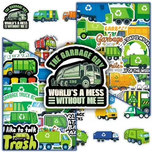 100sheets two sets of repetitive sanitation cleaning garbage truck cartoon stickers display cabinet calendar pencil box creative stickers