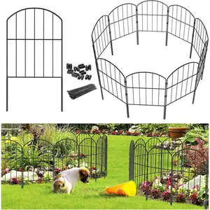 VANCASTLE Garden Fence, Total 10ft(L) x 24in(H) Garden Fencing Animal Barrier, Rustproof Metal Fence Panels, Black No Dig Fence, Decorative Garden Fences and Borders for Dogs, Flower Bed, Patio