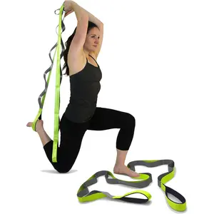 Stretching Strap with Loops - Non Elastic Stretch Band for Physical Therapy, Yoga Strap for Stretching Equipment, Stretch Bands for Exercise and Flexibility - Fascia, Hamstring & Leg Stretcher Belt