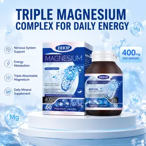 DHOP Triple Magnesium Complex Dietary Capsules, 400mg Per Serving Multi-Source Magnesium L-Threonate-Glycinate-Citrate, Supports Energy Metabolism & Nervous System Wellness, 60 Daily Mineral Supplement for Adults