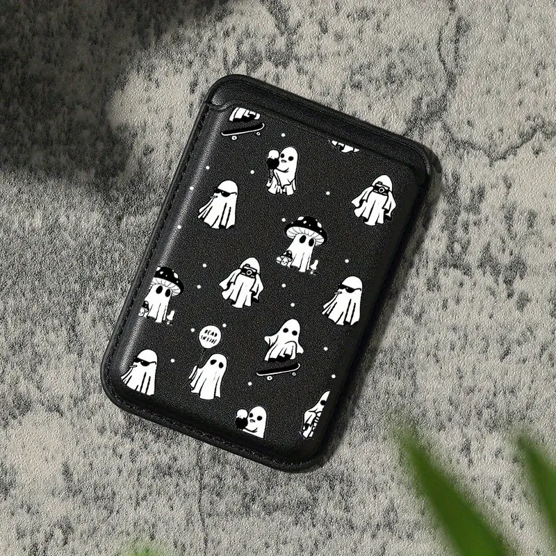 Magnetic PU leather card holder, featuring personalized cartoon text patterns, ultra-thin wallet protection design, compatible with iPhone 17/16/15/14/13/12/11/X/XS/XSMAX/XR/16E/17E/7P/8P, a holiday gift for friends, family, and yourself