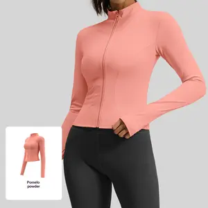 Women's Soft Brushed Long Sleeve Sporty Jacket with Thumbholes, Matching Yoga Pants for Casual & Yoga Wear