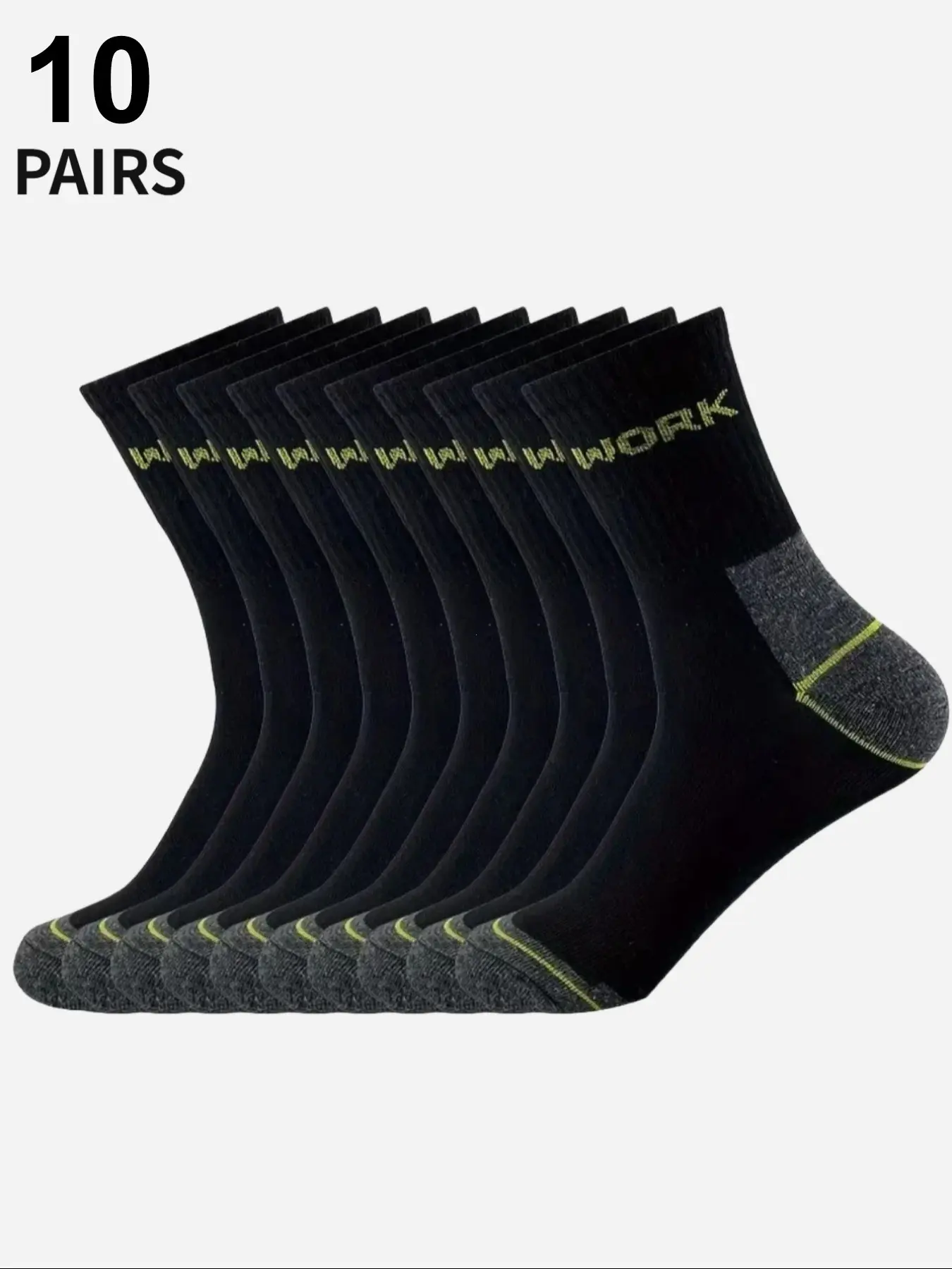10 Pairs Men's Work Socks, Durable and Comfortable Footwear, Ideal for Daily Wear, Perfect Gift for Men, All Seasons Striped Style