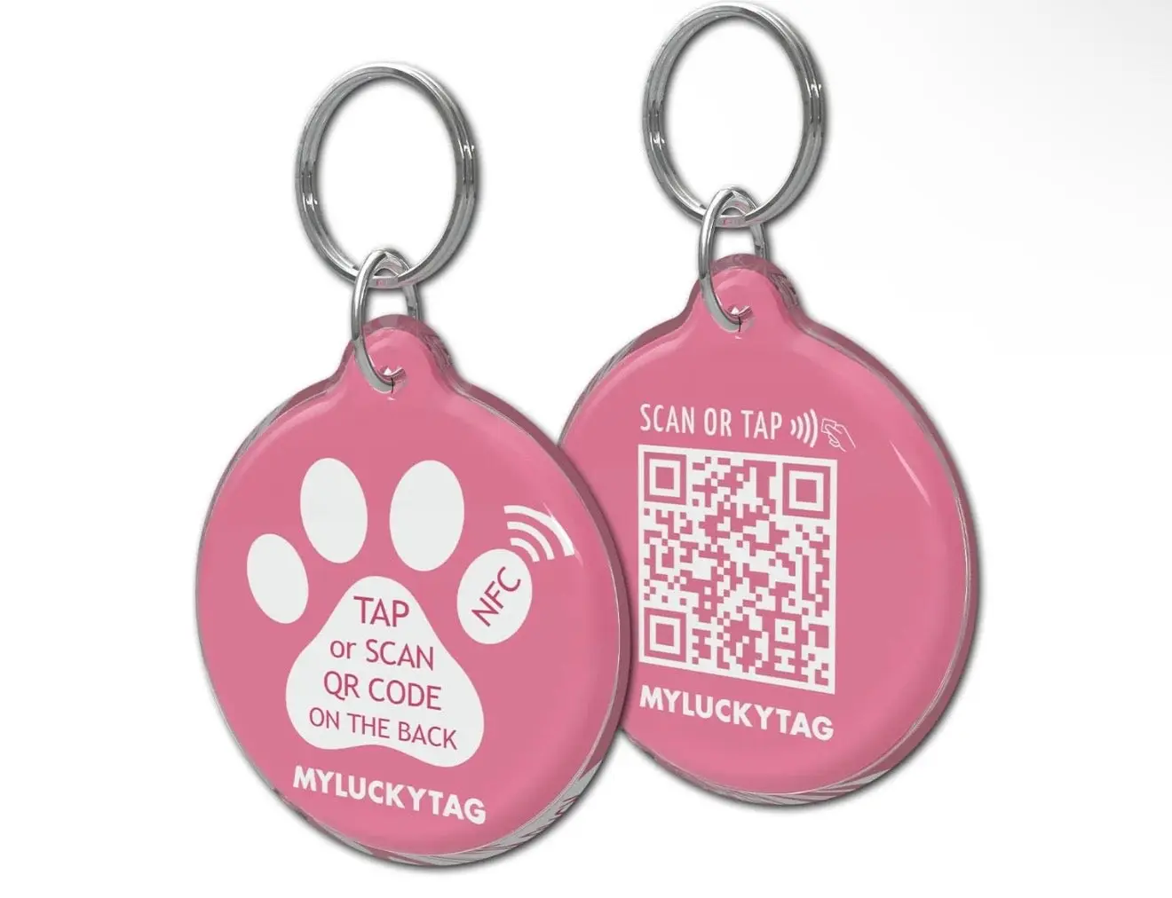 MYLUCKYTAG NFC & QR Code Smart Pet ID Tag Personalized Dog Cat Tag Online Pet Profile Pet Location Alert Email