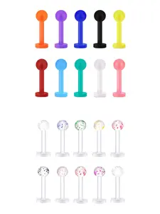 10pcs Multi-Colored Acrylic Plastic Lip Stud Ear Bone Stud Set | Body Piercing Jewelry,Comfortable Non-Allergic