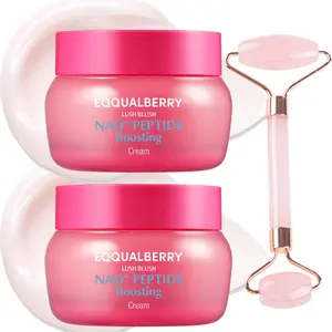 (Free Gift: Facial Massage Stick) EQQUALBERRY NAD+ Peptide Power Cream — 2psc | Formulated with 5% NAD+ & 13 Peptides | Anti-Aging & Repair Cream for Face & Body | Firming & Lifting Pink Neck Cream (1.69 fl. oz / 50ml)