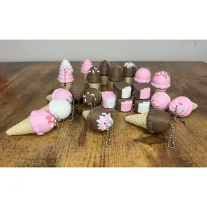 3D Ice Cream Fidget Clicker Keychain - Sensory Stress Relief Toy - Ice Cream Charm