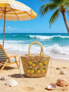 Ladies' Fashionable Casual Handbag, Simple Design Suitable for Daily Commuting, Shopping, Beach Vacation, Must-Have Beach Bag