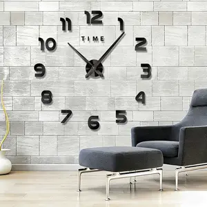 Modern Minimalist No-Drill Wall Clock, Creative DIY Timepiece for Home Living Room Hallway Decoration, Stylish Wall Sticker Clock
