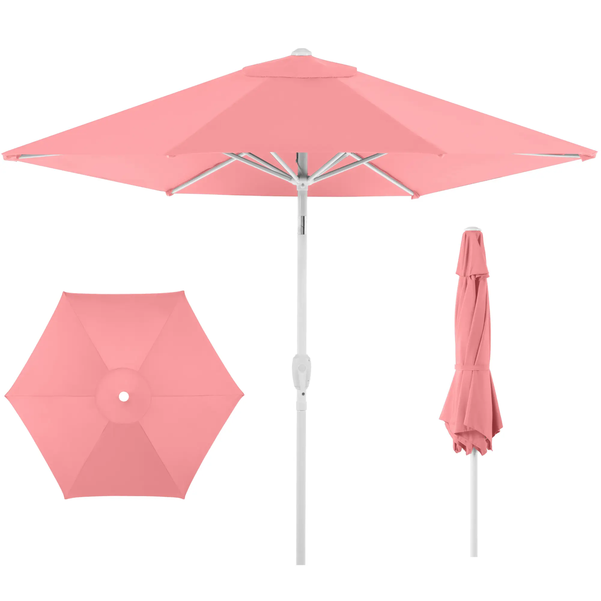 Best Choice Products 7.5ft Patio Umbrella White Pole, Outdoor Market Umbrella Steel Pole