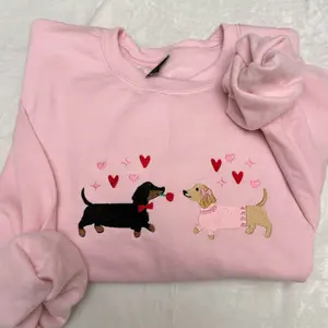 Black and tan & blonde dachshund Valentine’s Day dachshund sweatshirt embroidered sweatshirt valentines doggie cute hearts dog embroidered sweatshirt