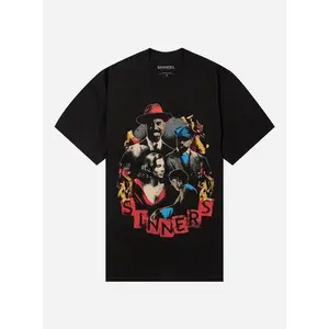 Sinners Character Collage T-Shirt, Movie Graphic Tee, Dark Ensemble Streetwear Design, Heavyweight Cotton Casual Unisex Top