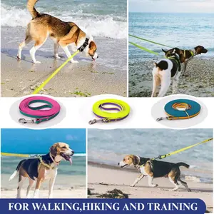 Waterproof Dog Leash Long Training Lead Odor Proof Heavy Duty PVC Pet Tracking Leash for Walking Hiking Beach, Easy to Clean Long Line Recall Leash for Small Medium Large Dogs