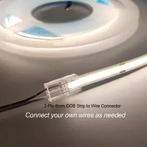 10Pcs/Set 2-Pin 8mm COB Strip to Wire Connector Unwired Clips,Solderless Adapter Terminal Extension Connection for High Density LED Strips Lights 12V 24V,Lighting Accessories