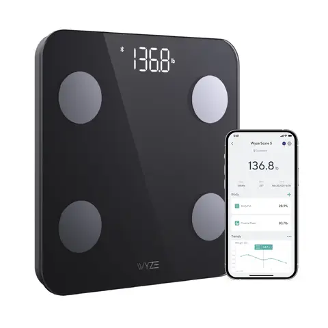 Wyze Scale S — Bluetooth Smart Weighing Scale, Multiple Body Composition Measurements (Body Fat, BMI & Muscle, Weight Loss, etc), Smartphone Sync