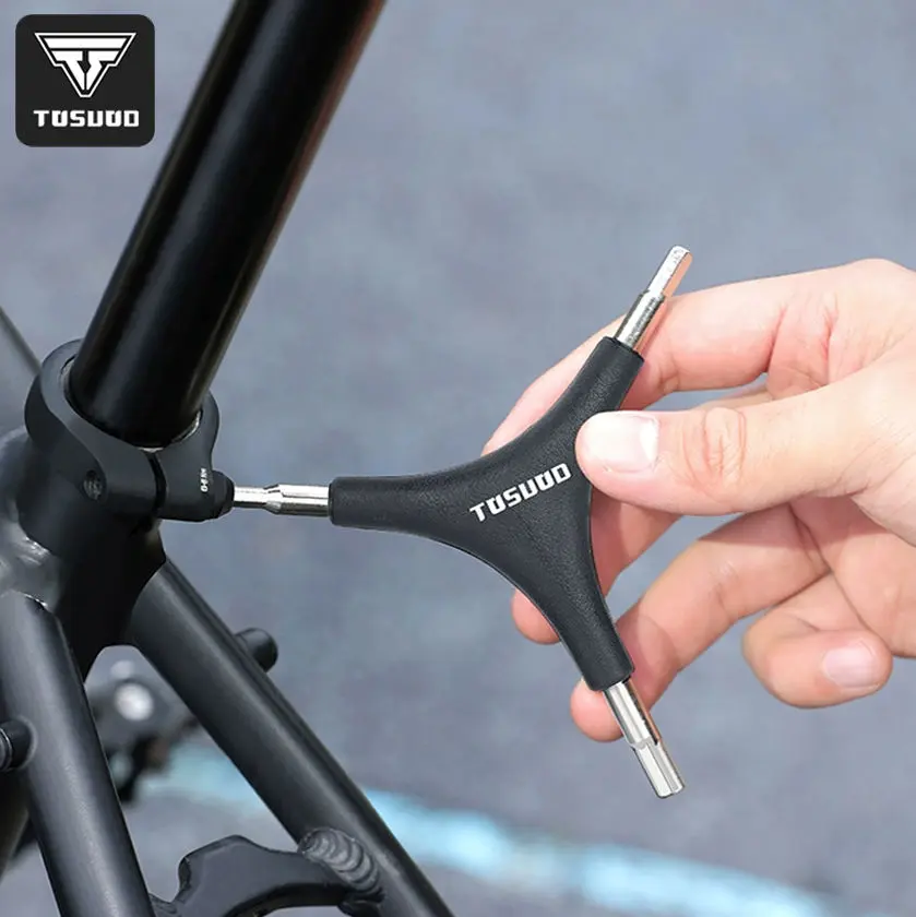 TOSUOD 3-Way Bike Wrench, Professional Bicycle Hex Key Tool, Compact Steel Repair Tool for Home Mechanics and Cyclists