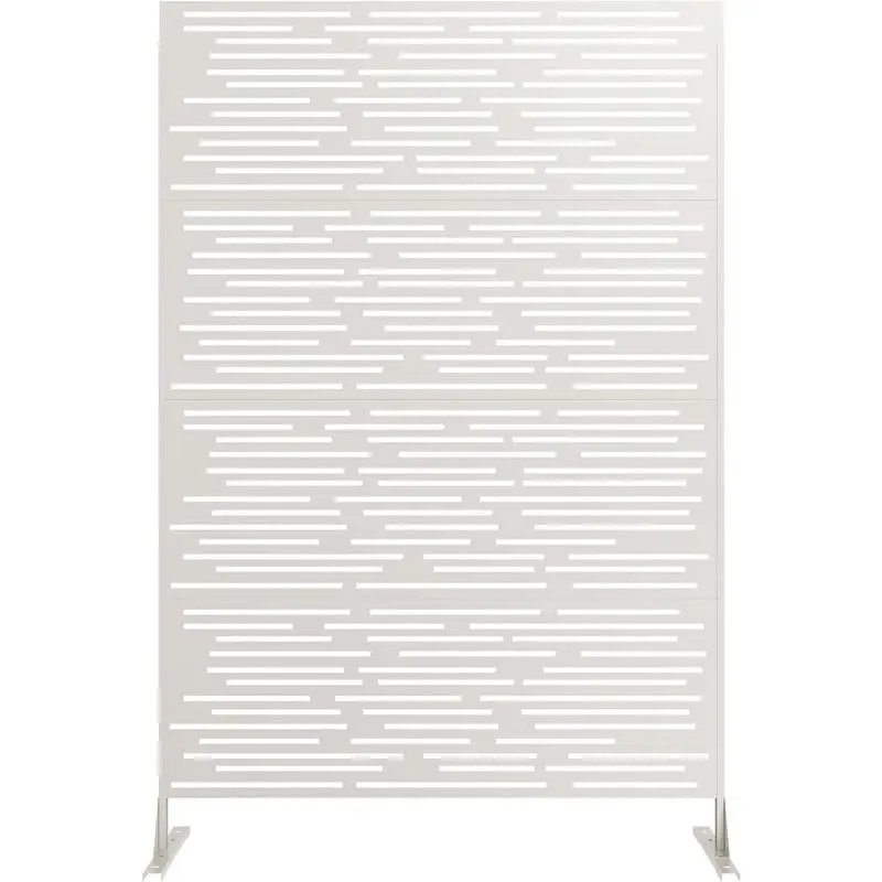 GAOMON 72" H White Decorative Metal Garden Fence 1PC - Rust-Proof Scroll Design, Easy Snap-Together Privacy Panels for Yard, Flower Bed & Patio
