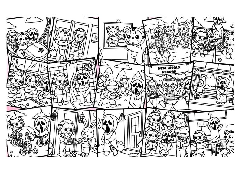 Cutest Serial Killers: A Parody Coloring Book for Adults Featuring Horror Icons in Adorable, Cute and Cozy Scenes that are Almost Innocent: 40 ... for fans of dark humor and twisted cuteness