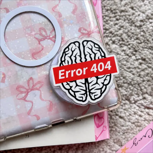 Error 404 Brain MagSafe Phone Grip, Funny Brain Not Found Magnetic PopSocket, Sarcastic Error Message Phone Holder, Geek Humor Acrylic Phone Accessory, Funny Gift Idea