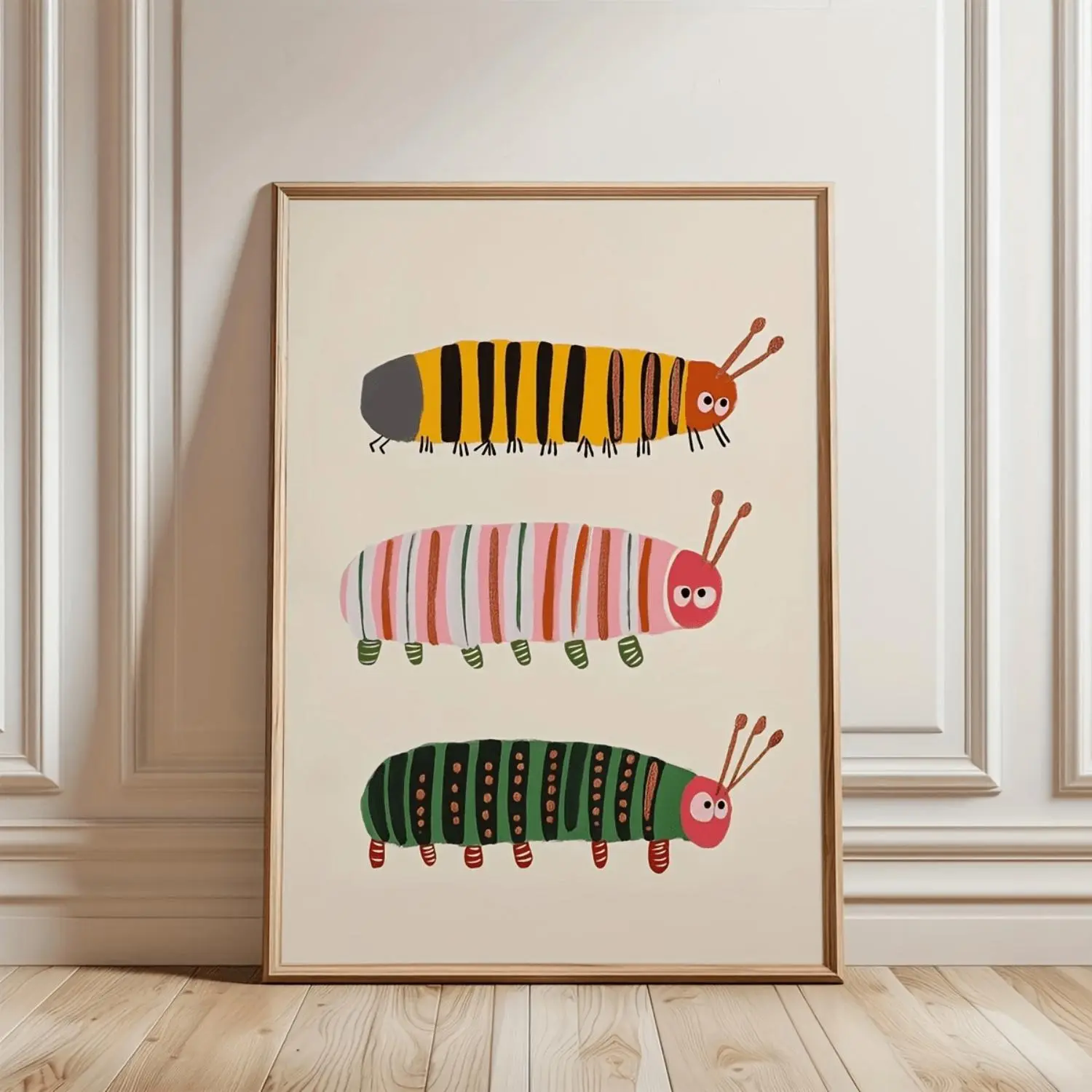 1pc/Set Bug Wall Art, for CATERPILLAR Poster Prints, Modern Minimalist Colorful Insect Cartoon Wall Art for Bedroom Decoration, No Frame