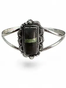 Black Jack Turquoise Solid 925 Sterling Silver Cuff Bracelet