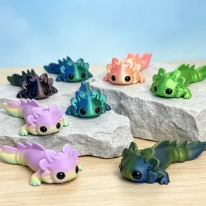 3D Printed Rainbow Gradient Axolotl Statue, Father's Day Gift for Home Decor, Room Decor