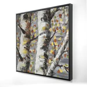 212 MAIN Budding White Birch Trees Nature Landscape Wall Art Photo Print, 24x24 in Beige Artistic Home Decor, Model 2081-2424-LA112-CR2