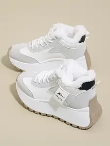 Women's Winter Boots, Silver Color Loafers, Thick Sole Mary Jane Flats, Casual Sporty Shoes for All Seasons