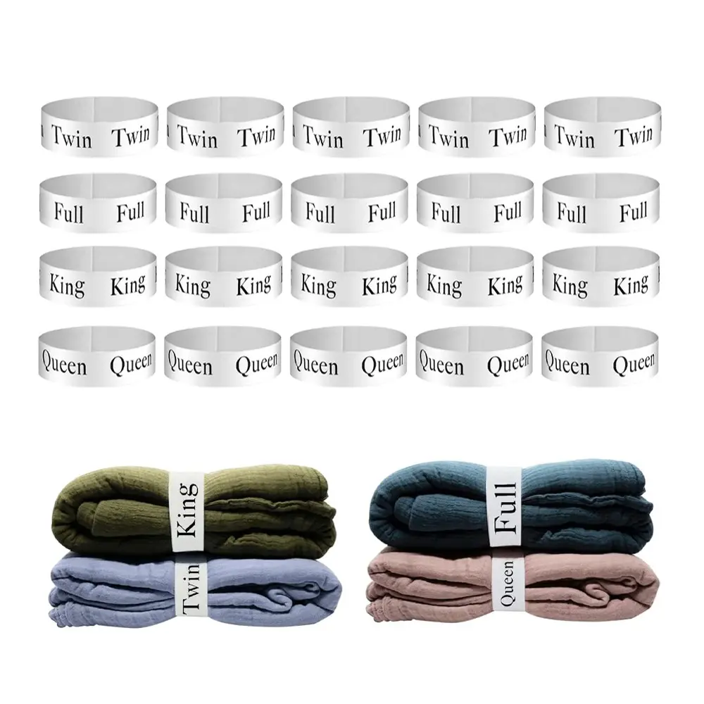 20 Pieces Bed Sheet Organizer Bands, Elastic Linen Labels, Closet Organization, 5 Packs Queen, King, Full, Twin Bed Sheet Keepers, Bed Sheet Grippers, Bed Sheet Holders